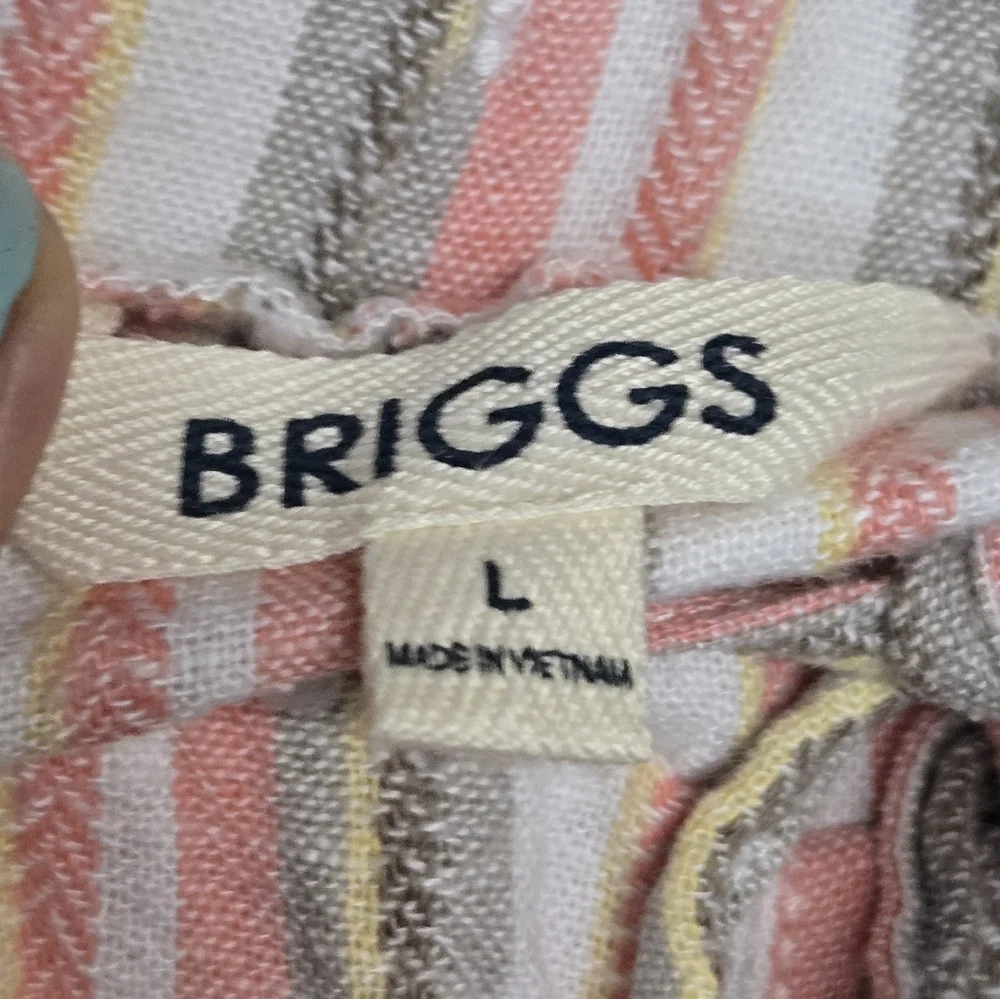Briggs Linen Rayon Blend Elastic Waist Shorts Sz Large Pink/White/Yellow/Brown